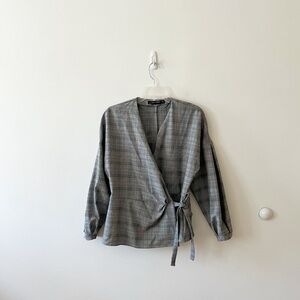 Zara grey tie top
